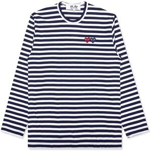 Comme des Garcons PLAY $136 Retail Women’s Double Heart Striped T-Shirt Size M
